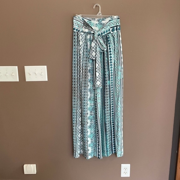 NWT ZHU Ulma Wrap Top Wide Leg Pants Set Blue XS - Picture 8 of 8